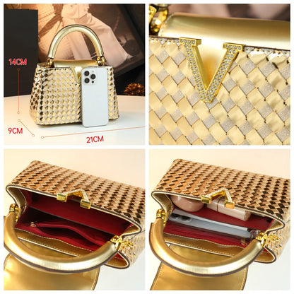 Genuine Leather Woven Handbag For Women 2026 New Light Luxury Women's Shoulder Bag Fashion Commuter Messenger Bag Versatile