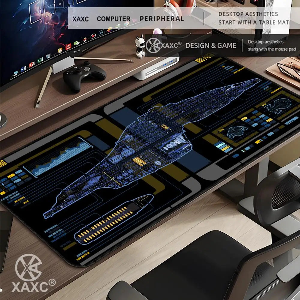 Black S-Stars T-Treks Mouse Pad Large Keyboard Mouse Desk Pad XXL Non-Slip Rubber Gaming Mouse Pad Laptop Mouse Carpet XAXC