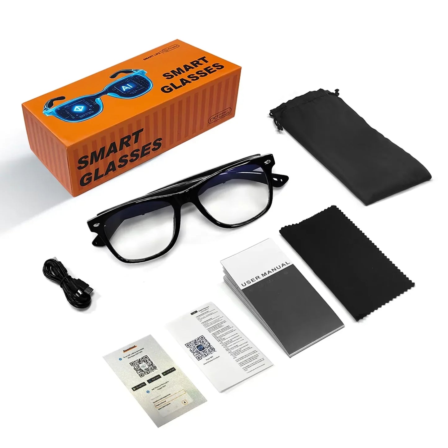 Smart Glasses AI translation 100+ Languages Make Receive Calls Music Calling Noise Reduction Light BT TWS Glasses Men Women