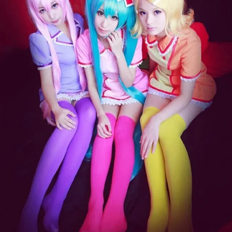 120D Lolita Candy Color Thigh Fashion High Socks Over Knee Velvet Long Stockings Women Elastic Kawaii Tight Cosplay Party Socks