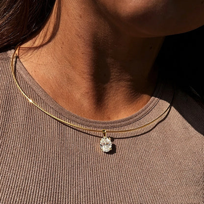 BXINY 3-5carat Oval Cut Moissanite Collar Choker Necklace 100% S925 Silver Solitaire Diamond Pendant NeckChain Gift Fine Jewelry