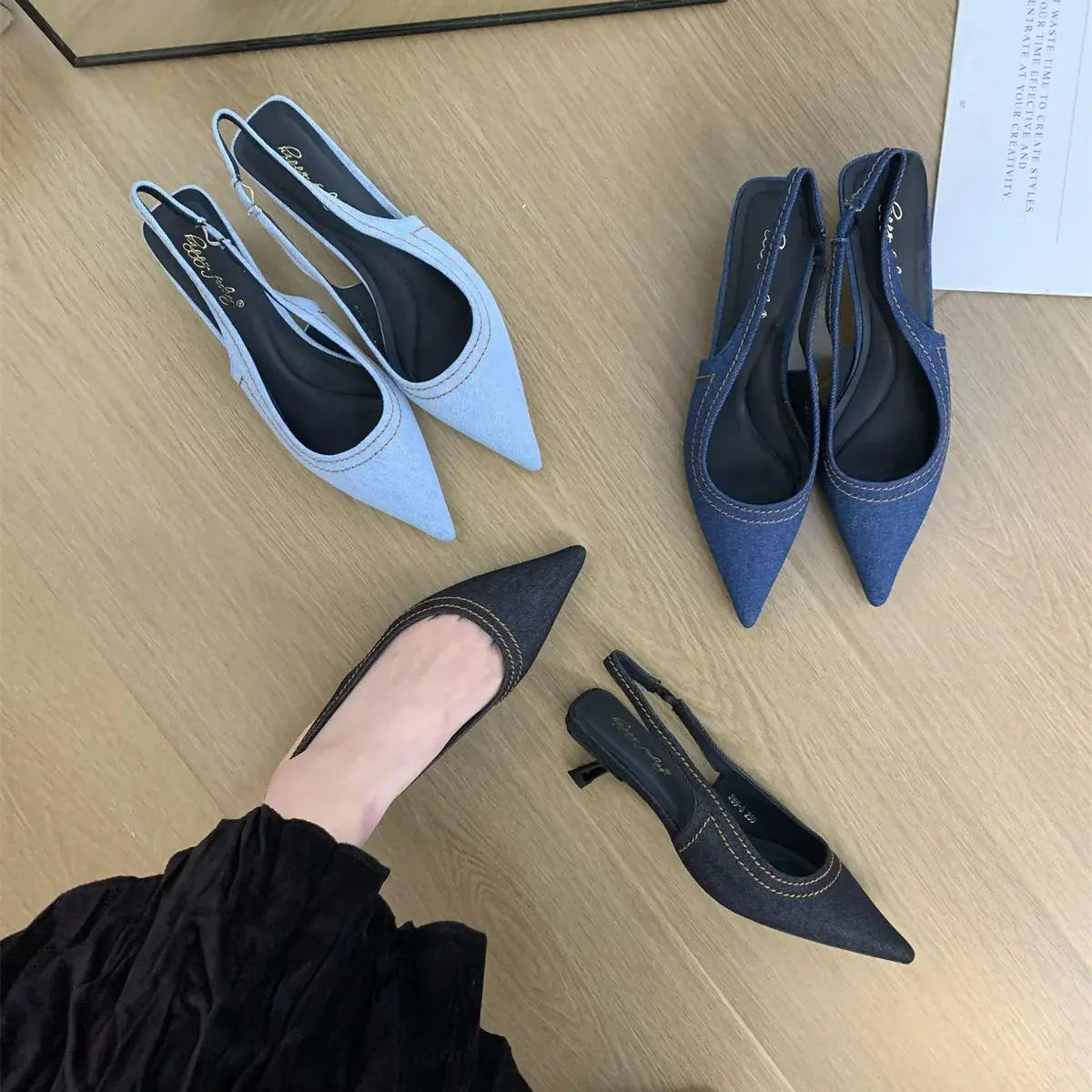 Bailamos Brand New Women Sandals Fashion Pointed Toe Shallow Slip On Ladies Elegant Slingback Shoes Med Heel Pumps Shoes Mujer