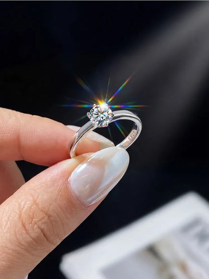 0.5-2CT Classic Real Moissanite Diamond Wedding Rings For Women Gift Real 925 Sterling Silver Top Quality Fine Jewelry
