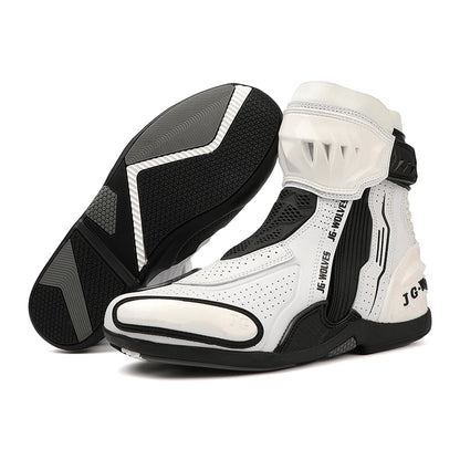 Motorcycle Boots Men Racing Riding Shoes Breathable Anti Slip TPU Protective High Top Motorbike Boots Side Zipper Rubber Sole