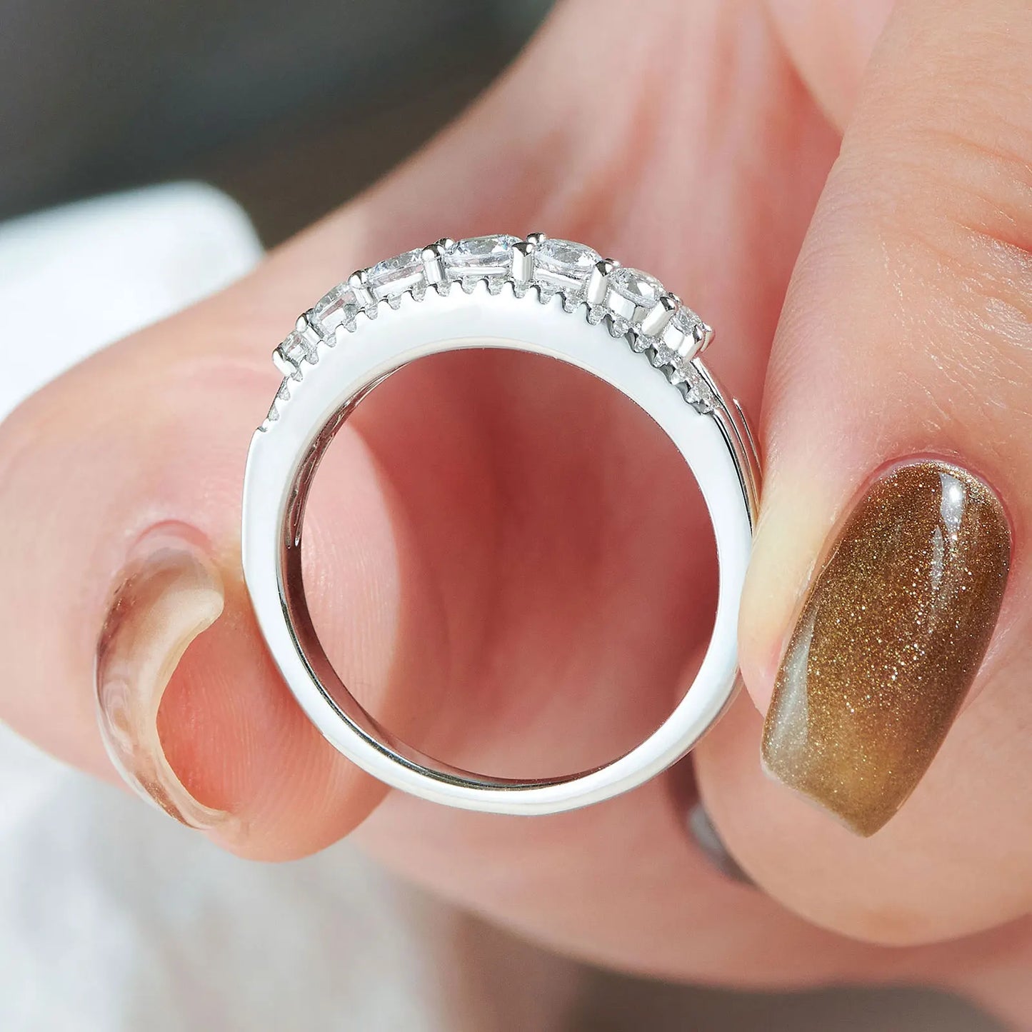 Newshe Luxury Moissanite Wedding Rings for Women Original 925 Sterling Silver Eternity Band Engagement Ring Fine Jewelry