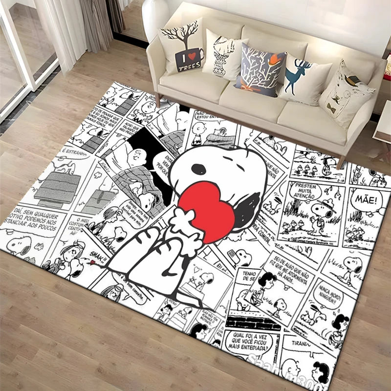 Cartoon Snoopy HD Printed Rugs Carpet For Living Room Home Decoration Children's Crawling Living Room Area Rug Game Floor Mat