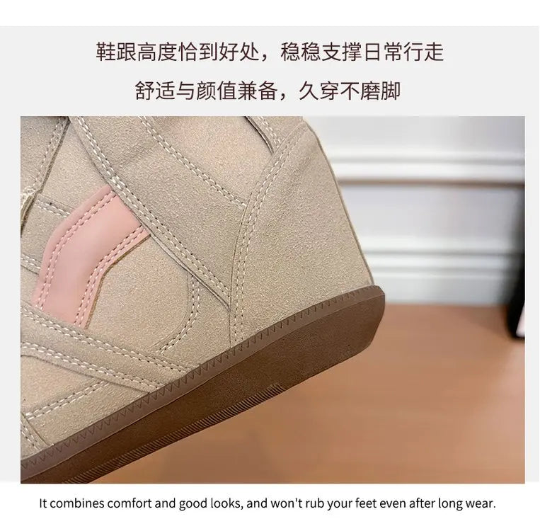 2026 Summer New Invisible Height-Boosting Color-Block Retro Versatile Sporty Casual High-Top Shoes for Women