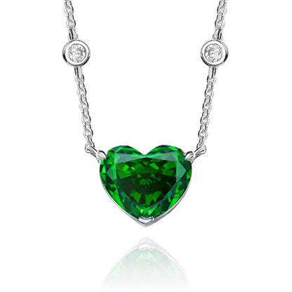 WUIHA 925 Sterling Silver Heart-shaped 10*12mm Vivid Yellow Sapphire Created Moissanite Diamond Pendant Necklaces for Women Gift