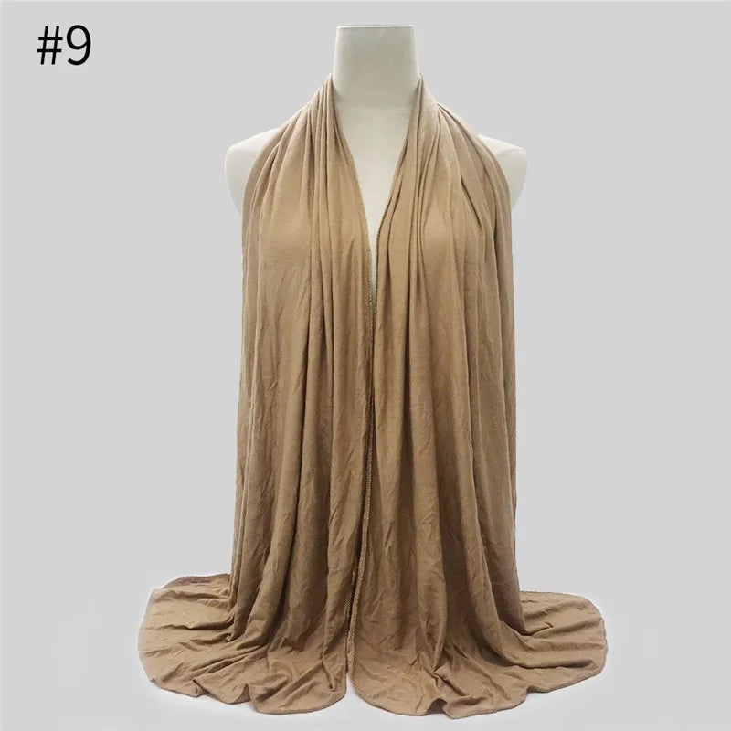 28Color Modal Cotton Jersey Hijab Scarf Ramadan Long Muslim Shawl Plain Solid Soft Turban Wraps For Women Headband