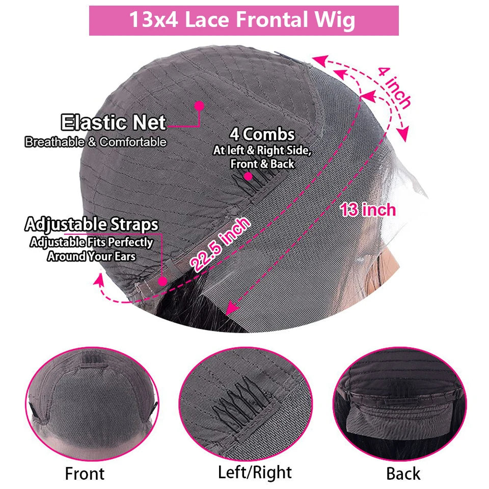 38 inch Straight Lace Front Wig With Bangs Fringe Human Hair Wigs 360 HD Full Lace Frontal Wig With Bang On Sale Clearance Cheap