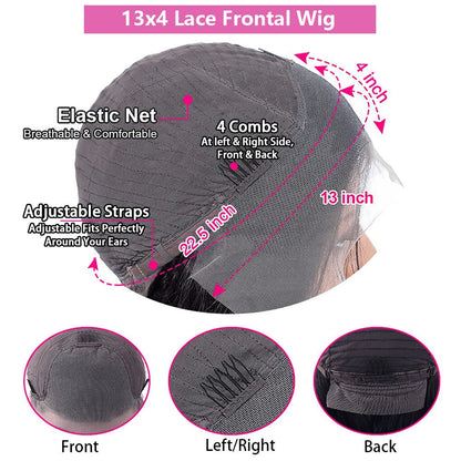 38 inch Straight Lace Front Wig With Bangs Fringe Human Hair Wigs 360 HD Full Lace Frontal Wig With Bang On Sale Clearance Cheap