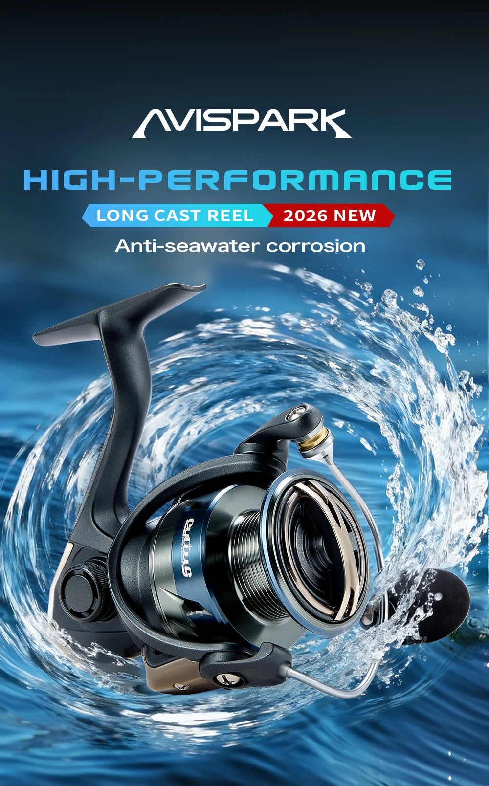 Soloking AVISPARK Spinning Fishing Reel 15KG Max Drag Power 5.2:1 Gear Ratio Ultra-Smooth Spinning Reel for Bass Pike Fishing