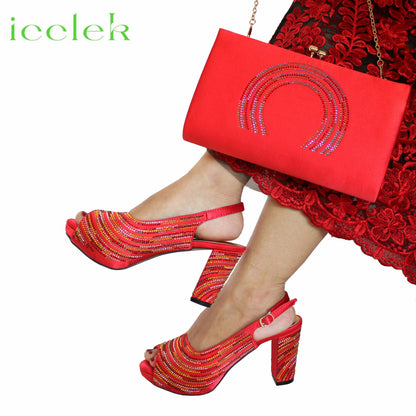 Baby Pink Flower Pattern Mature Pumps African Design Women Matching Shoes and Bag with Platform High Quality Sandals for Wedding