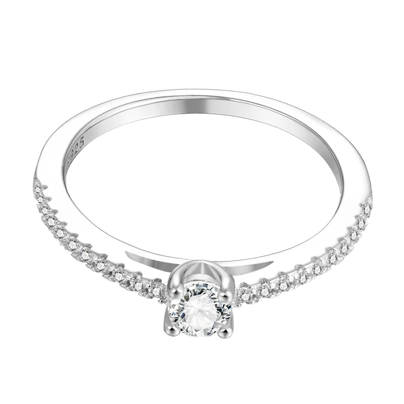 BLUEENCH 4mm D Color Moissanite Ring for Woman Wedding Jewelry with GRA 925 Sterling Sliver Plated 18k White Gold Wedding Band