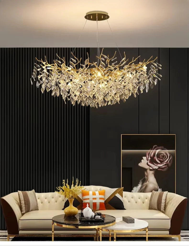 Luxury Modern Crystal Ceiling Chandelier Led Pendant Lamp Dining Table Living Room Bedroom Home Decor Wall Hanging Light Fixture