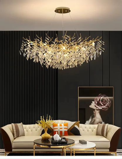 Luxury Modern Crystal Ceiling Chandelier Led Pendant Lamp Dining Table Living Room Bedroom Home Decor Wall Hanging Light Fixture