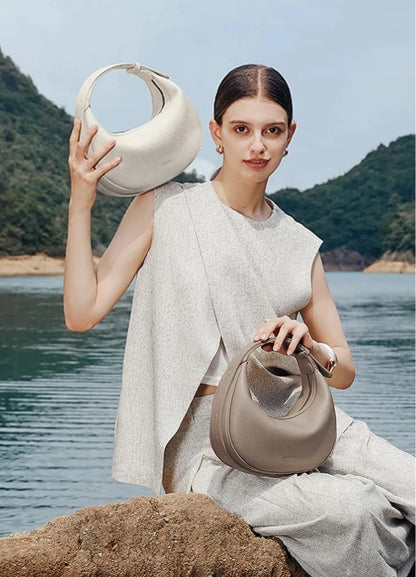 FOXER Brand PU Leather Women's Shoulder Bag 2026 Fashion Lady Crescent Luxury Design Half-moon Handbag Crossbody Bag Girl Gift