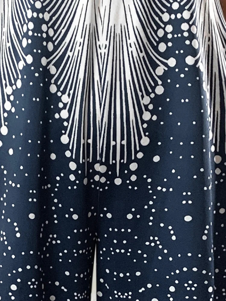 Women's Off the Shoulder Slingback Long Length Drawings Print Jumpsuit-Fall Sleeveless Jumpsuit For holiday outfits women