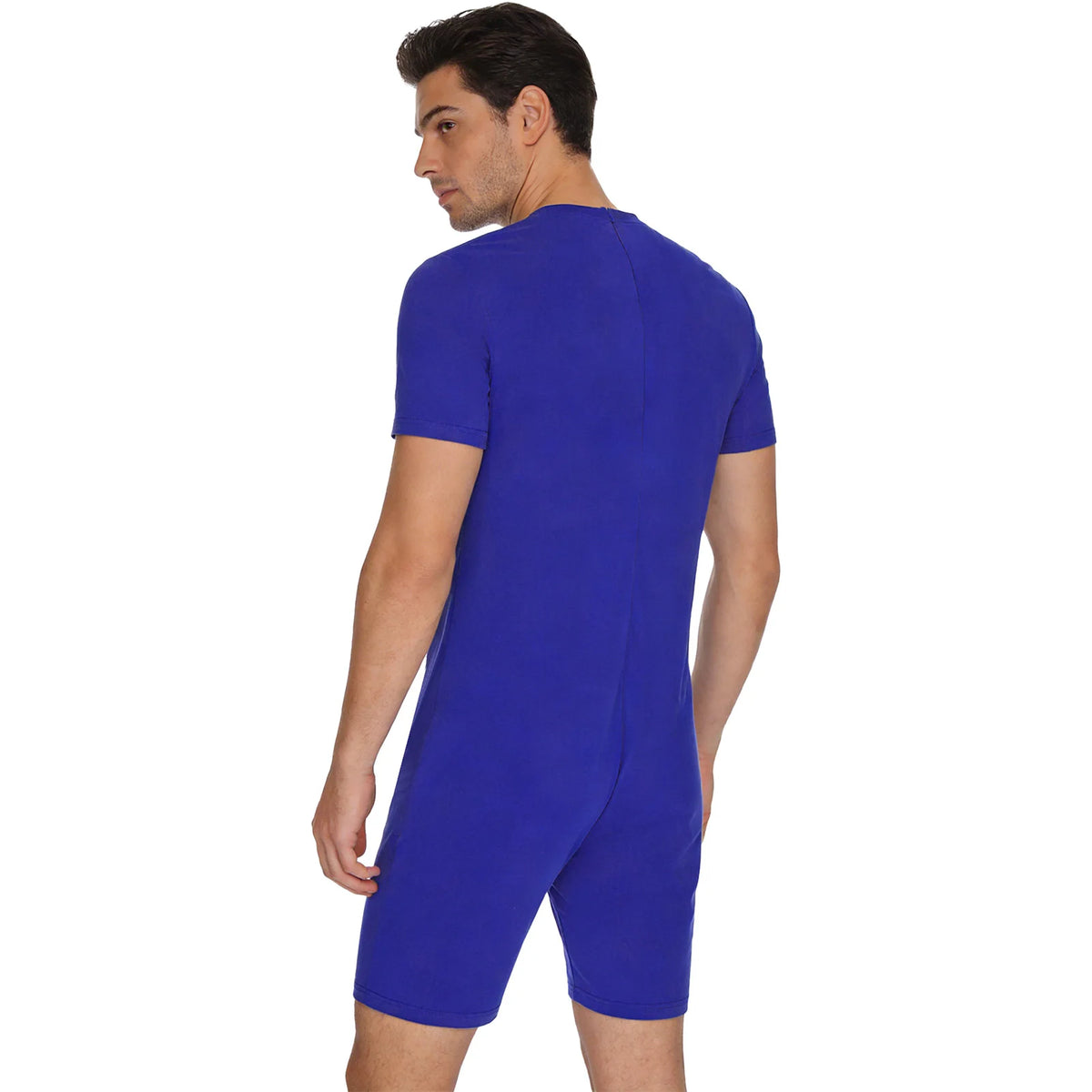 Adults Unisex Anti-Strip Adaptive Jumpsuit Short Sleeve Back Zipper Rompers Nightwear for Elderly Special Needs Patients