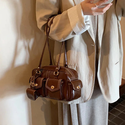 Luxury Boston Bags New Handbags For Women Trendy Commuting Versatile Handbag With Pendents Shoulder Crossbody Pillow Bags
