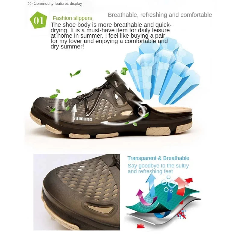 2025 Men's Summer Outdoor Fishing Shoes, Anti Slip Lightweight Casual Beach Sandals, Durable Thick Soled Shoes for Home Use