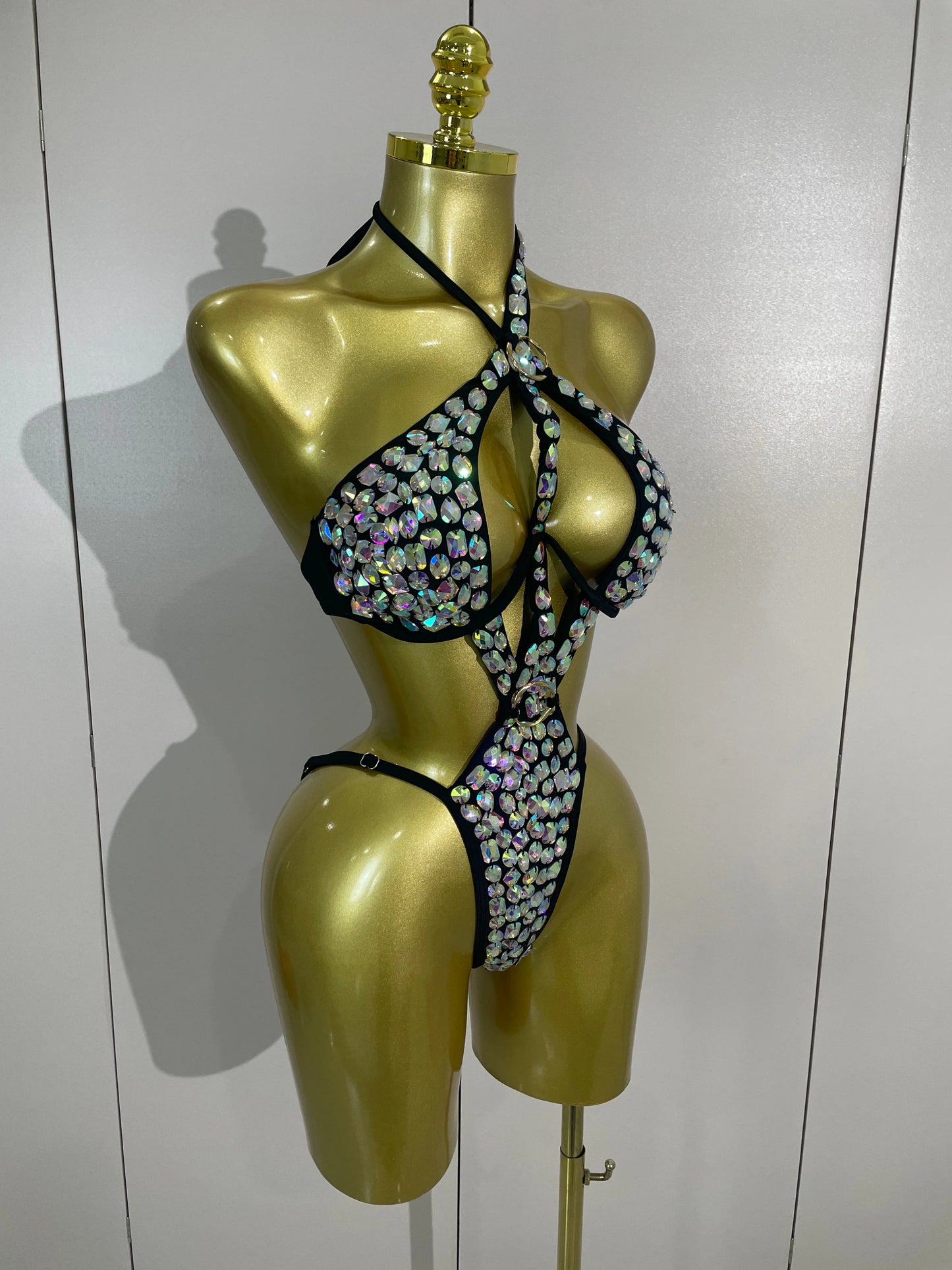Sexy Sparkly Diamonds Swimsuit Bar Bikini 2026 Fashion Women Crystal Handmade One-piece Bodysuit Swimsuit Stage Photoshoot Wear