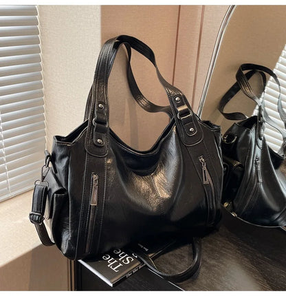 Soft Interior Compartment Shoulder Bags 2026 High Quality Contrasting Colors Bags for Women Fashion Zipper Pu Women's Handbags