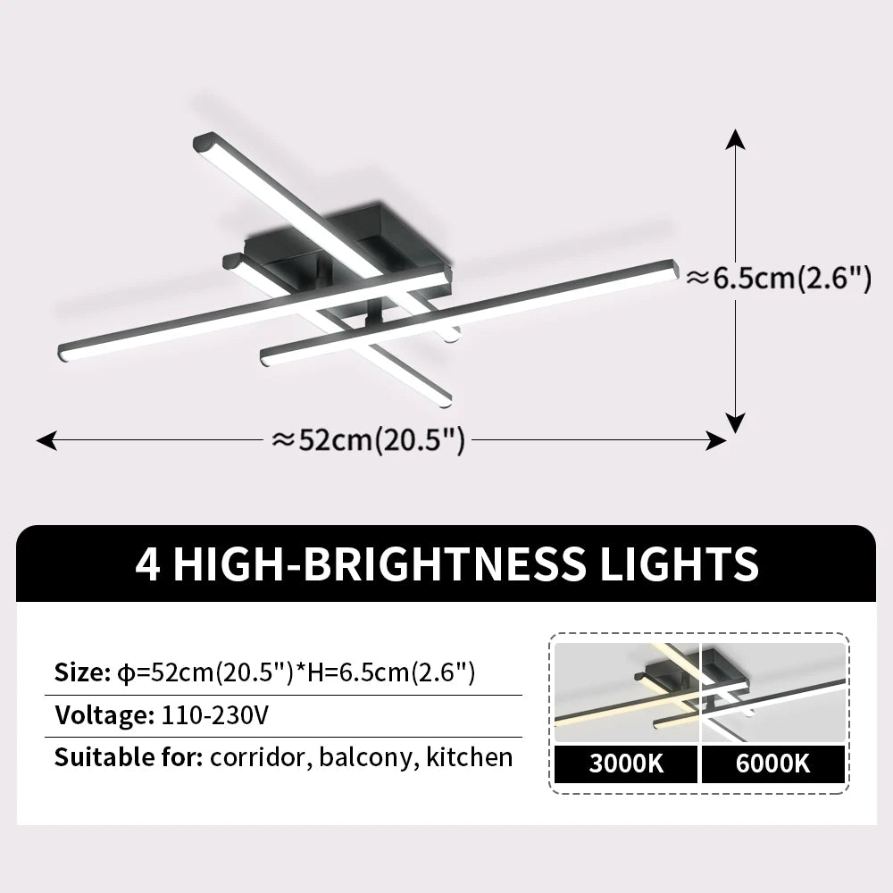 New Modern Led Ceiling Lights Black Ceiling Lamp for Living Room Bedroom Studyroom Led Lights for Room Ceiling Light Fixtures