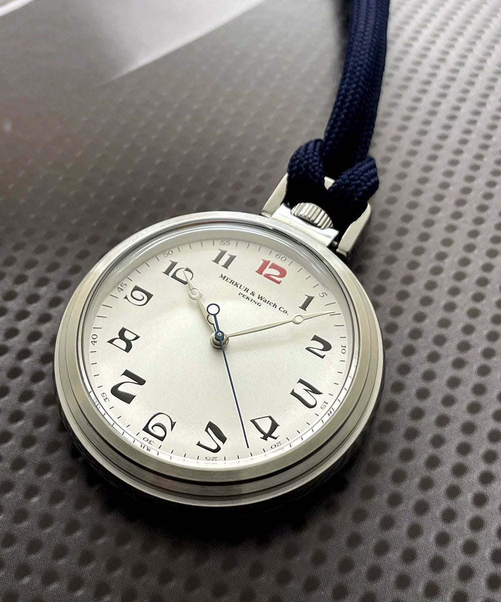 Merkur Vintage Pocket Watch Salmon Dial Men's Manual Mechanical Watch 42mm NEW Waterproof