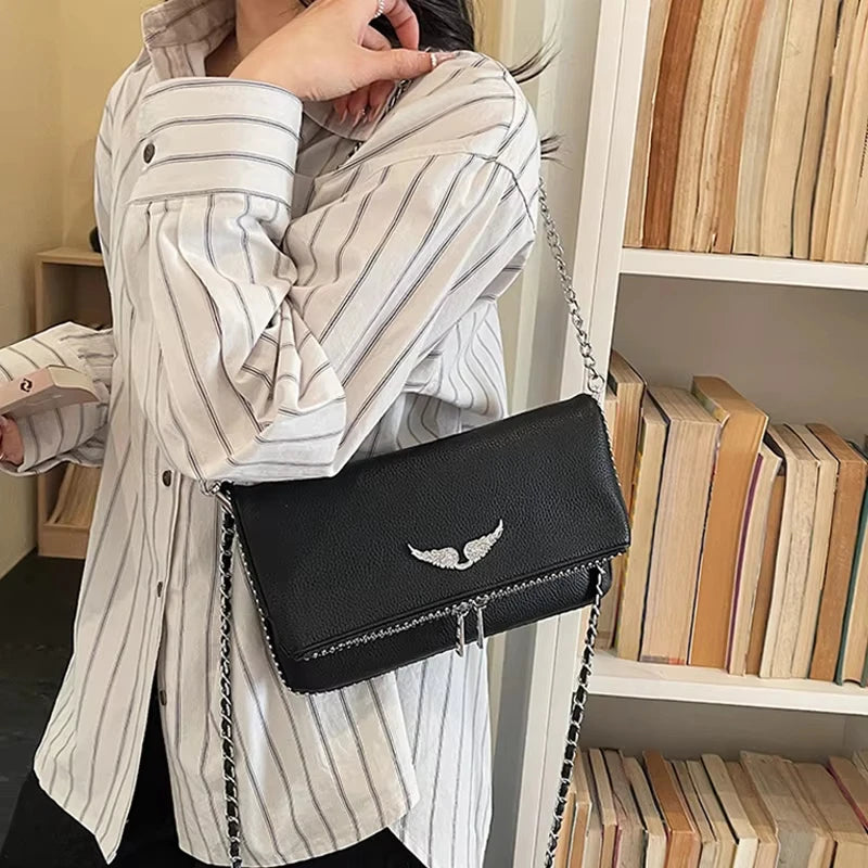 Fashionable Retro Ladies Chain-Shoulder Square Bag Luxury Textured Crossbody Shoulder Bag Women Handbags and Purses Underarm Bag