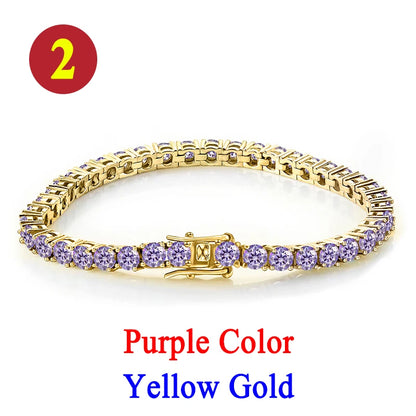 Colorful 3mm Luxury  Certified Moissanite Tennis Chain For Women 925 Sterling Silver Man Moissanite Bracelet Chain Hip hop
