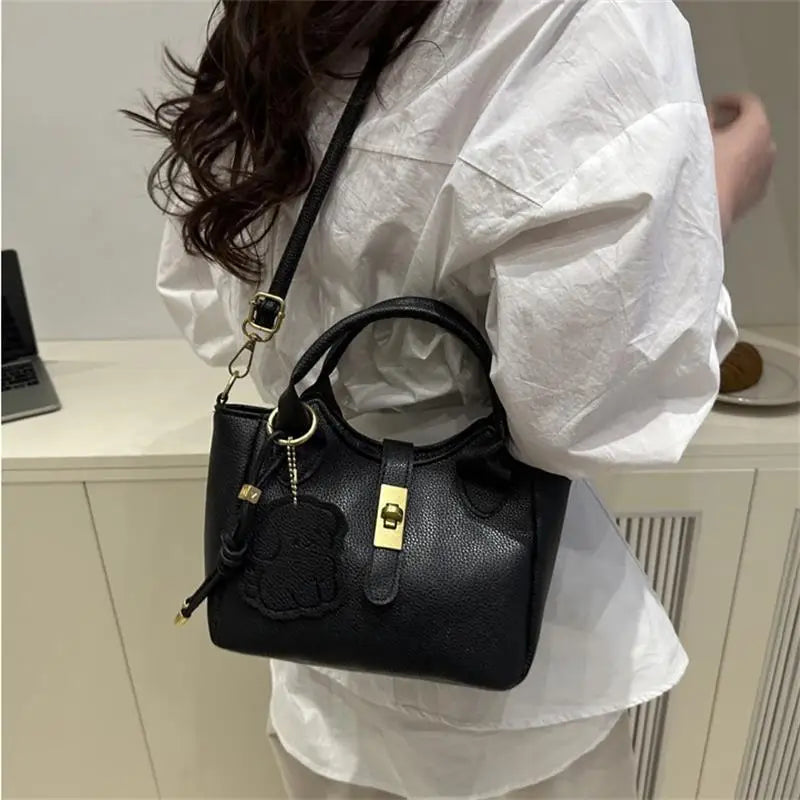 PU Portable Bucket Bag Shoulder Bag Women Fashion Versatile Crossbody Bags Zipper Handbag High Quality Tote Commuter Bags Gifts