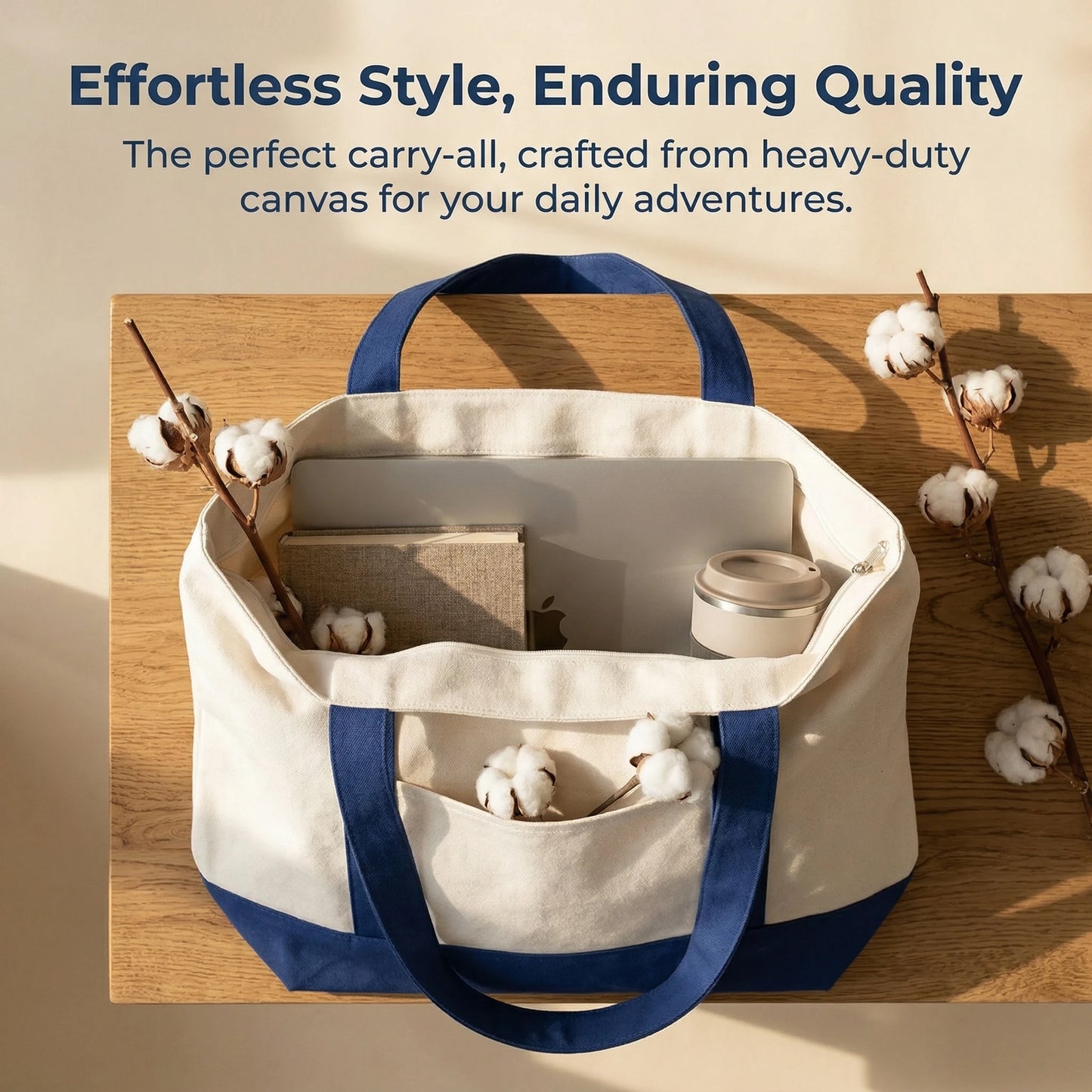 1/3/6PCS Heavy Duty Canvas Tote Bag with Front Pocket Blank DIY Reusable Grocery Shoulder Bag for Women Office School Beach