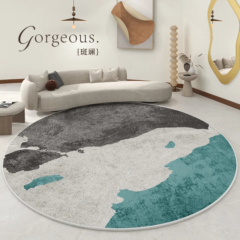Splash ink living room decoration Round carpet large area lounge anti-slip mat luxury Nordic rugs for bedroom washable study rug