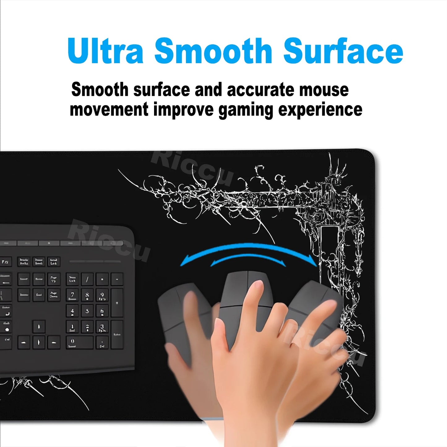 Black White Cybersigilism Deskmat Gothic Sword Art Mousepad Office Rubber Mouse Pad XXL PC Desk Accessories Gaming Keyboard Mats
