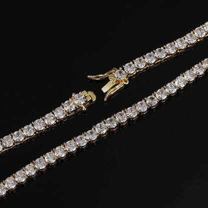 KNOBSPIN 925 Sterling Silver Double Lock Moissanite Tennis Necklace D VVS1 Diamond with GRA Certificates Neck Chain Fine Jewelry