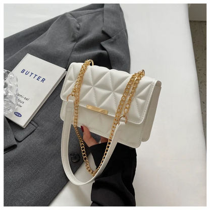 Women's Simple Texture Rhombus Embroidery Pleated Handbag 2025 Autumn New Temperament Single Shoulder Crossbody Bag