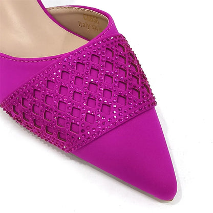 Nigerian Women Heel Party Ladies Italian Design Shoes And Bags Set Decorated with Rhinestone Handbag Wedding Party
