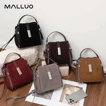 NEW Winter Women's Vintage Natural suede Leather Shoulder Bags Ladies Luxury Designer Cowhide Handbags Female Crossbody Bag