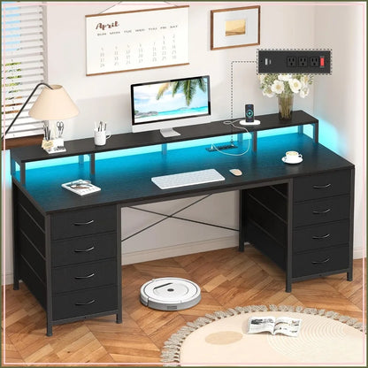 60 inch Computer Desk with 8 Drawers and Monitor Stand for Home Office Bedroom