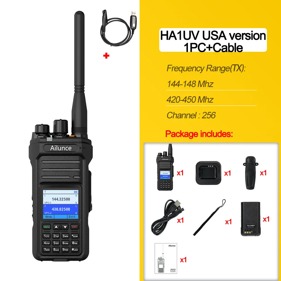 Retevis Ailunce HA1UV Ham Radio IP67 Waterproof Long Range 2800mAh Dual Band Two Way Radio Rechargeable Handheld Walkie Talkie