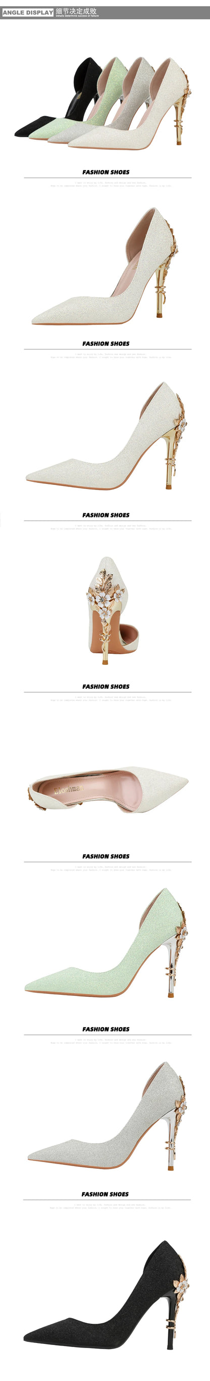 Luxury Women Wedding Shoes High Heels Rhinestone Slik Woman Pumps Pointed Toe Party Shoes Thin Heels Spring Autumn New Arrival