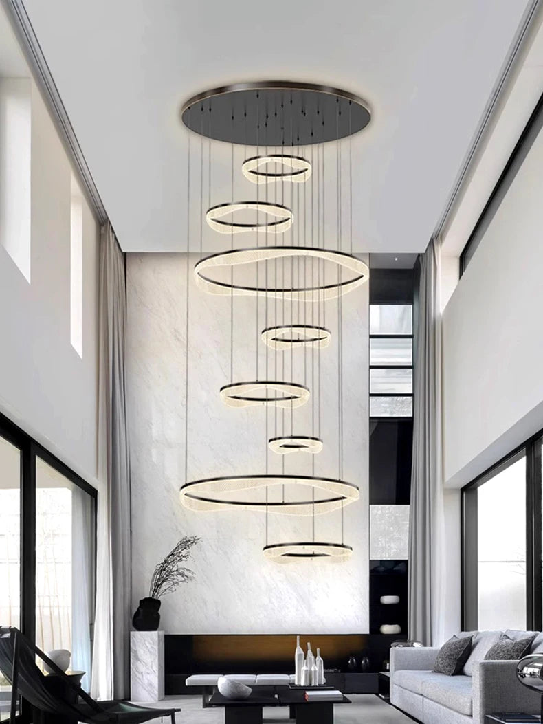 Modern ring stairs led lights pendant light lamps for living room led Chandeliers for dining room hanging light indoor lighting