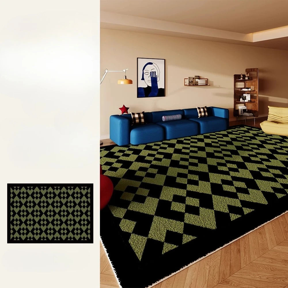 Retro Style Rugs for Bedroom Large Area Living Room Decoration Anti-slip Carpet Thick Plush Floor Mat Fluffy Soft Cloakroom Rug
