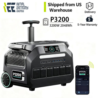 IEE P3200 Portable Power Station 2048Wh LiFePO4 Battery 3200W  (6400W Peak)  AC Output Solar Generator For Camping RV Home