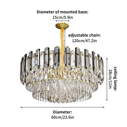 Modern K9 Crystal Chandelier Round Ceiling Fixtures Pendant Lights Living Room Bedroom