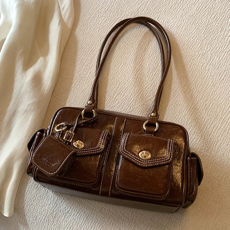 Luxury Boston Bags New Handbags For Women Trendy Commuting Versatile Handbag With Pendents Shoulder Crossbody Pillow Bags