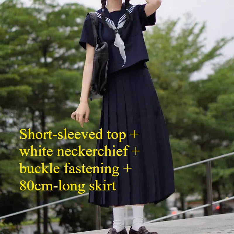Orthodox JK Uniform School Uniform Basic Navy Navy College Style School Supply Middle Sailor Uniform Autumn and Winter Suit