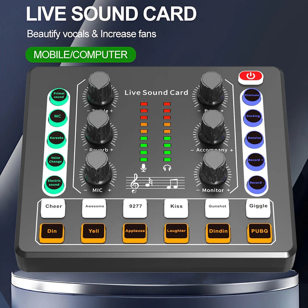Audio Interface with DJ Mixer Live Sound Card Effects and Voice Changer,Prefect for live Streaming/Podcasting/Gaming