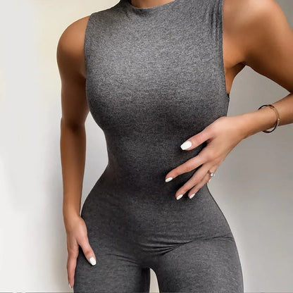 Pencil Jumpsuit Women New Full Seasons Casual Fitness Sporty Playsuit Sleeveless Slim Activewear All In One Jumpsuit Clothing